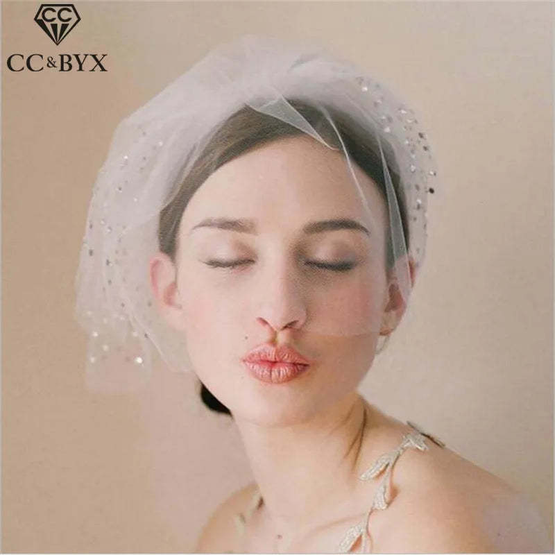 Bridal Veil Hat Yarn Short Bride Pageant Wedding Hair Accessory