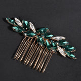 Vintage Green Leaf Shape Wedding Comb Hair Ornaments