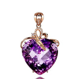CC Heart Women Necklace Purple Stone Cubic Zirconia Vintage Jewelry