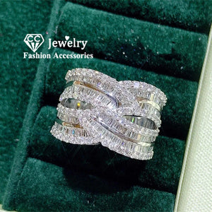 CC Rings For Women Hyperbole Cubic Zirconia Bridal Wedding Engagement Jewelry
