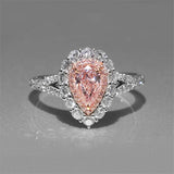 Water Drop Cubic Zirconia Ring Silver Wedding Fine Jewelry CC1342