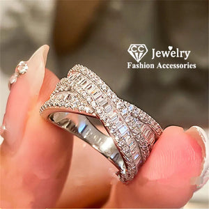 Silver CZ Shine Stone Wedding Ring CC3201