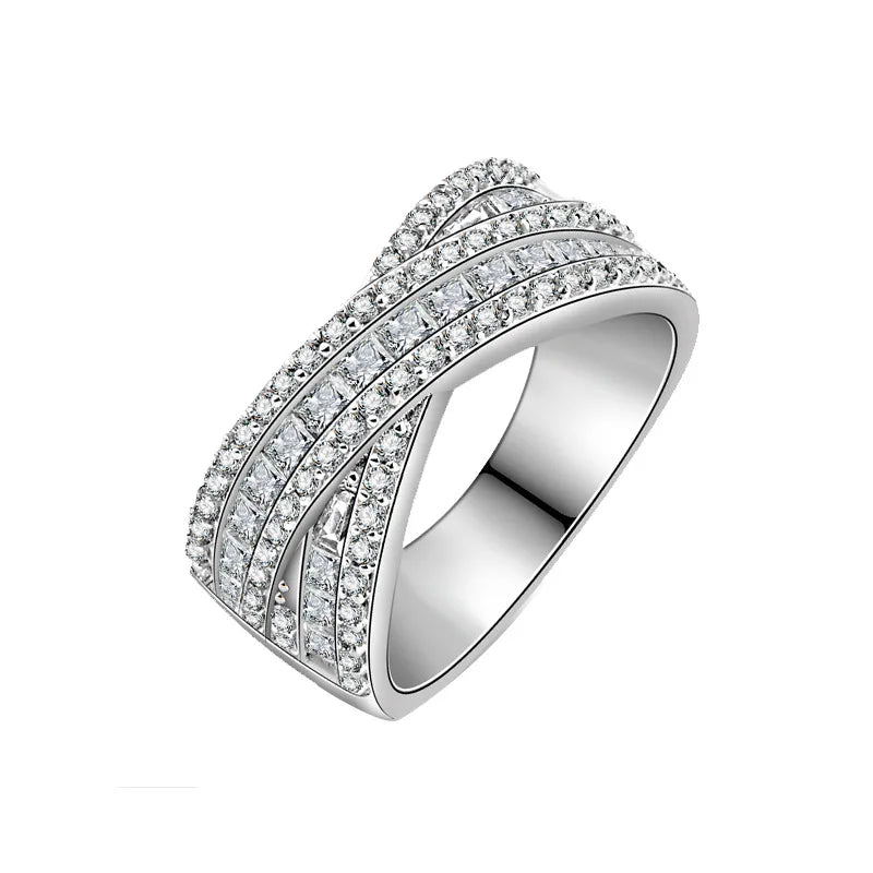 Silver CZ Shine Stone Wedding Ring CC3201