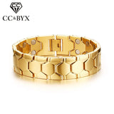 Gold Football Shape Magnetic Men's Bracelet Titanium Steel Hand Chain