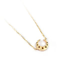 Colorful CZ CC Moon Pendant Necklace S925 Sterling Silver