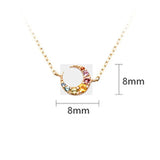 Colorful CZ CC Moon Pendant Necklace S925 Sterling Silver