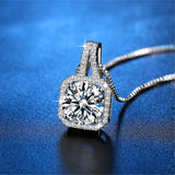 CZ Yellow Square Stone Necklace Wedding Engagement Jewelry