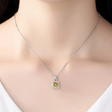 CZ Yellow Square Stone Necklace Wedding Engagement Jewelry