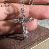 Silver Cross Christian Pendant Necklace Zirconia Chain