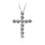 Silver Cross Christian Pendant Necklace Zirconia Chain
