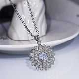 CZ Stone CC Pendant Necklace Women Wedding Jewelry