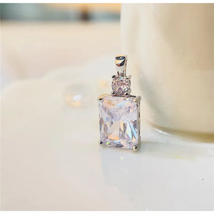CC Rectangle Necklace Pandent Pink Yellow Wedding Fine Jewelry