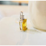 CC Rectangle Necklace Pandent Pink Yellow Wedding Fine Jewelry