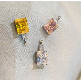 CC Rectangle Necklace Pandent Pink Yellow Wedding Fine Jewelry