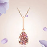 Rose Plated Water Drop Pink Necklace Pendant CCN285