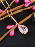 Rose Plated Water Drop Pink Necklace Pendant CCN285
