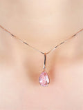 Rose Plated Water Drop Pink Necklace Pendant CCN285