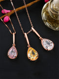 Rose Plated Water Drop Pink Necklace Pendant CCN285