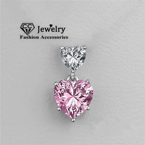 Silver Heart Cubic Zircon Necklace Pink Bridal Wedding