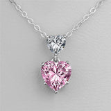 Silver Heart Cubic Zircon Necklace Pink Bridal Wedding