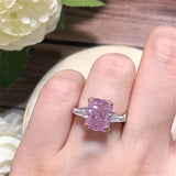 Pink Zirconia Sterling Silver Women Ring Romantic Engagement Wedding Rings
