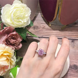 Pink Zirconia Sterling Silver Women Ring Romantic Engagement Wedding Rings