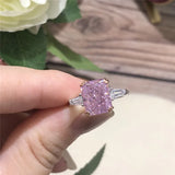 Pink Zirconia Sterling Silver Women Ring Romantic Engagement Wedding Rings
