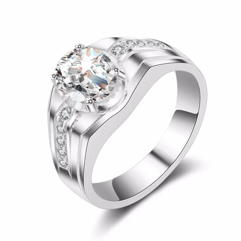 Men's Plated Zirconia Egg Shape Bridegroom Wedding Ring