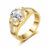 Men's Plated Zirconia Egg Shape Bridegroom Wedding Ring