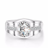 Men's Plated Zirconia Egg Shape Bridegroom Wedding Ring