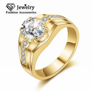 Men's Plated Zirconia Egg Shape Bridegroom Wedding Ring
