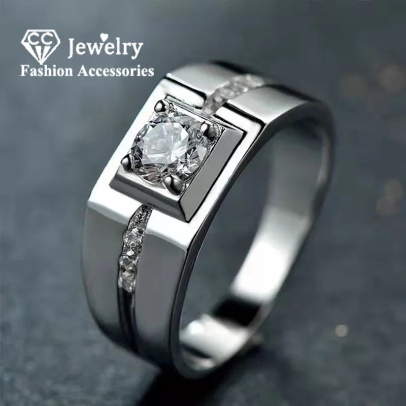 Men's Wedding Engagement Ring Fine Jewelry Love Promise Drop Couple Accessories