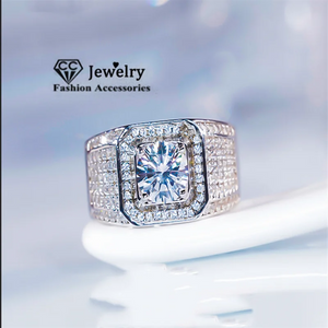 Cubic Zirconia CC Wedding Engagement Ring for Men and Women