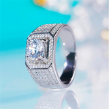 Cubic Zirconia CC Wedding Engagement Ring for Men and Women