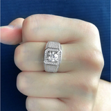 Cubic Zirconia CC Wedding Engagement Ring for Men and Women