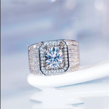 Cubic Zirconia CC Wedding Engagement Ring for Men and Women