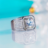 Cubic Zirconia CC Wedding Engagement Ring for Men and Women