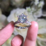 CC Women's 6 Claws CZ Stone Ring Fine Wedding Jewelry