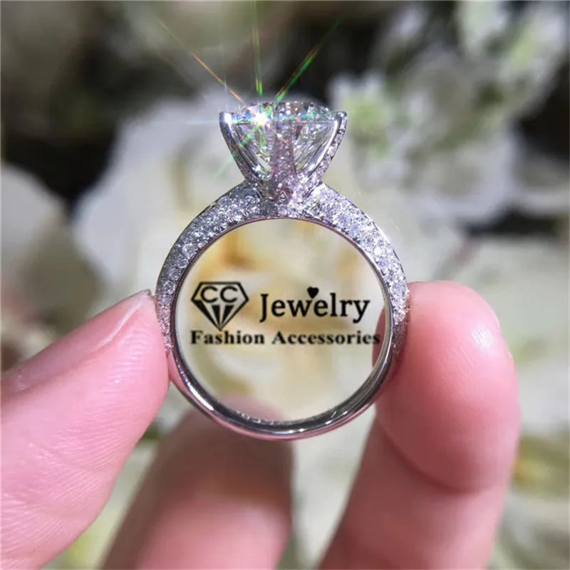 CC Women's 6 Claws CZ Stone Ring Fine Wedding Jewelry