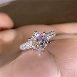 CC Women's 6 Claws CZ Stone Ring Fine Wedding Jewelry