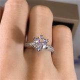 CC Women's 6 Claws CZ Stone Ring Fine Wedding Jewelry