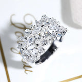 Flower Petal Spin CZ Rings for Women CC3146