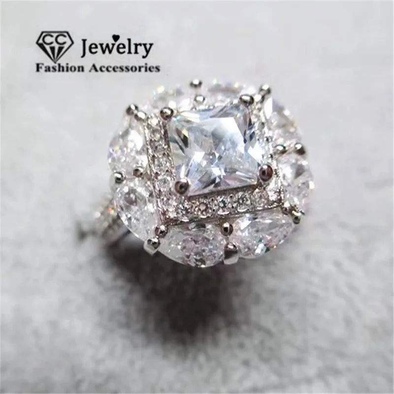 Flower Shape Bridal Wedding Engagement Ring Plated Bijoux CC721