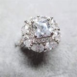 Flower Shape Bridal Wedding Engagement Ring Plated Bijoux CC721