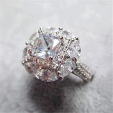 Flower Shape Bridal Wedding Engagement Ring Plated Bijoux CC721