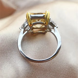 Pink/Yellow CZ Wedding Engagement Silver Ring CC1665