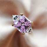 Pink/Yellow CZ Wedding Engagement Silver Ring CC1665