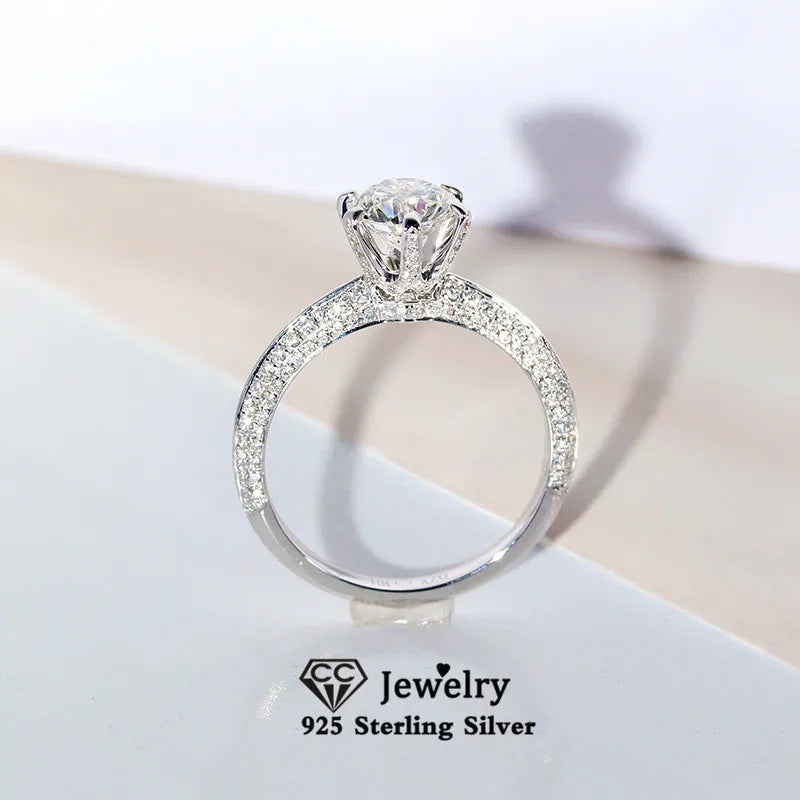 Sterling Silver Zirconia Ring Bridal Wedding Fine Jewelry