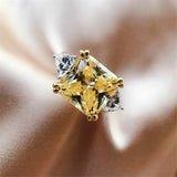 CC Rings Women Plated Shine Pink/Yellow Cubic Zircon Wedding Engagement Fine Jew
