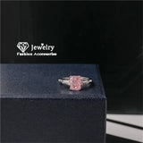 Romantic Pink CZ Stone Princess Engagement Wedding Ring for Women CC1663
